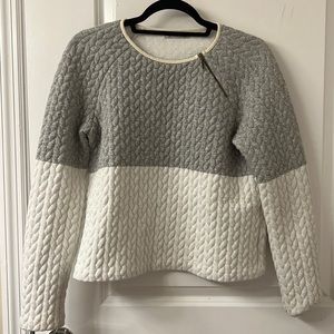 Zara grey and white sweater with top zipper